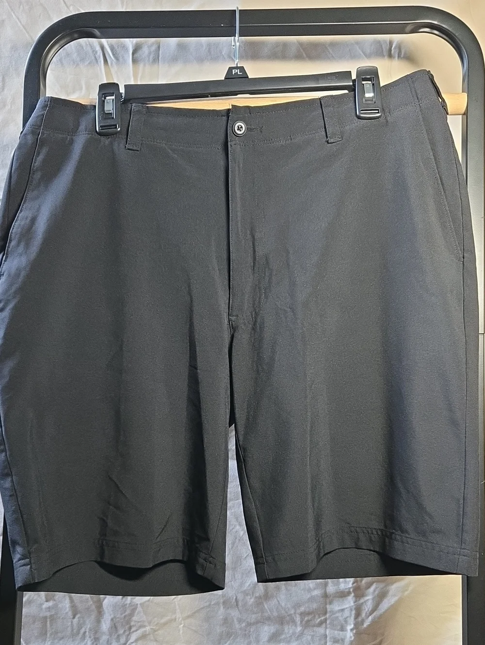 Men's Black Flat-Front Performance Shorts